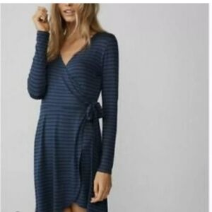 Express Navy Long Sleeve Striped Dress